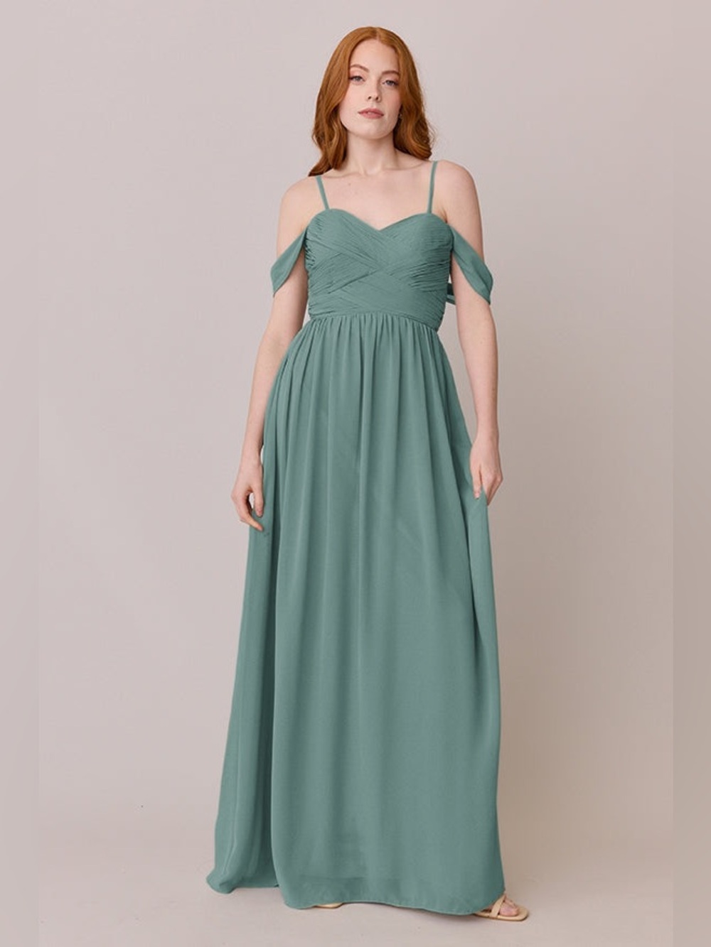Revelry Rosemary Green Kennedy Chiffon Convertible Strapless Dress Size 10